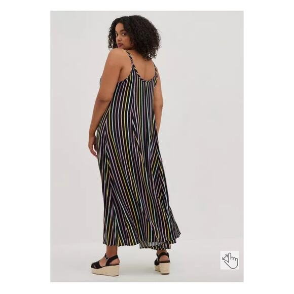 Torrid Black Stripe Challis Trapeze Tank Maxi Dress Sz.2 - Picture 4 of 15
